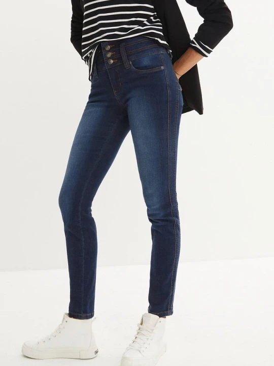 Zdjęcie produktu Modelujące dżinsy o kroju slim fit, high waist BonPrix niebieski