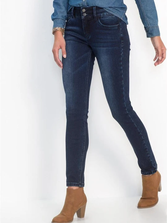 Zdjęcie produktu Modelujące dżinsy ze stretchem o kroju slim fit BonPrix niebieski