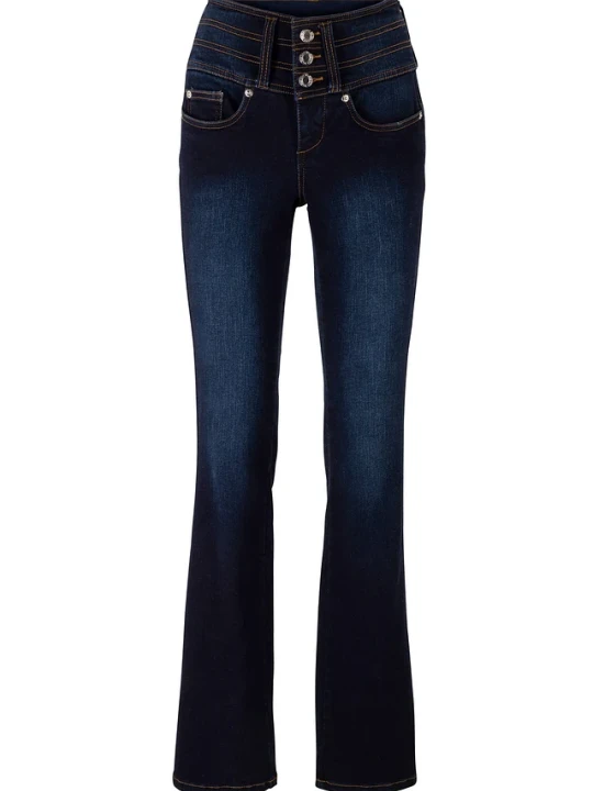 Zdjęcie produktu Modelujące jeansy, krój bootcut, high waist BonPrix niebieski