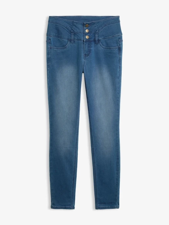 Zdjęcie produktu Modelujące jeansy termiczne o kroju skinny, high waist BonPrix niebieski