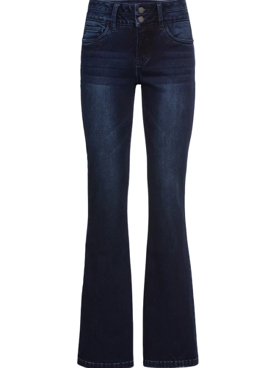 Zdjęcie produktu Modelujące jeansy ze stretchem, high waist, krój bootcut BonPrix niebieski
