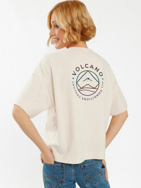 Zdjęcie produktu Modna koszulka, Comfort Fit, T-TUZ Volcano Kremowy