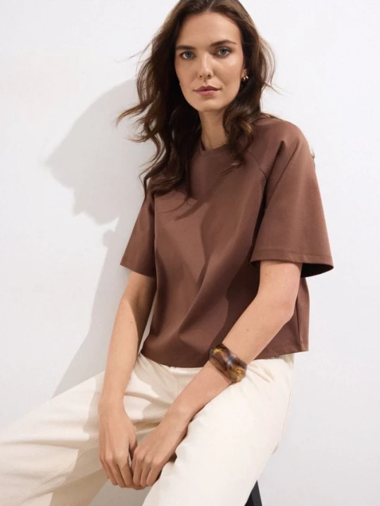 Zdjęcie produktu Mohito - Bawełniany t-shirt oversize - brązowy