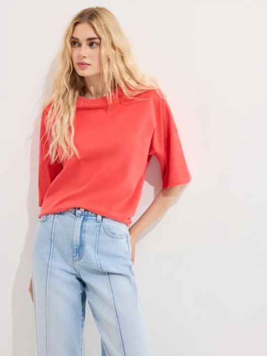 Zdjęcie produktu Mohito - Bawełniany t-shirt - pomarańczowy