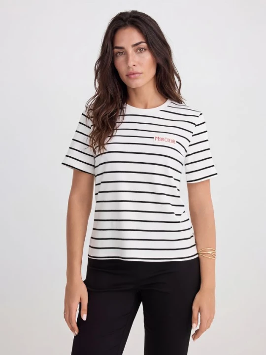 Zdjęcie produktu Mohito - Bawełniany T-shirt w paski - biały