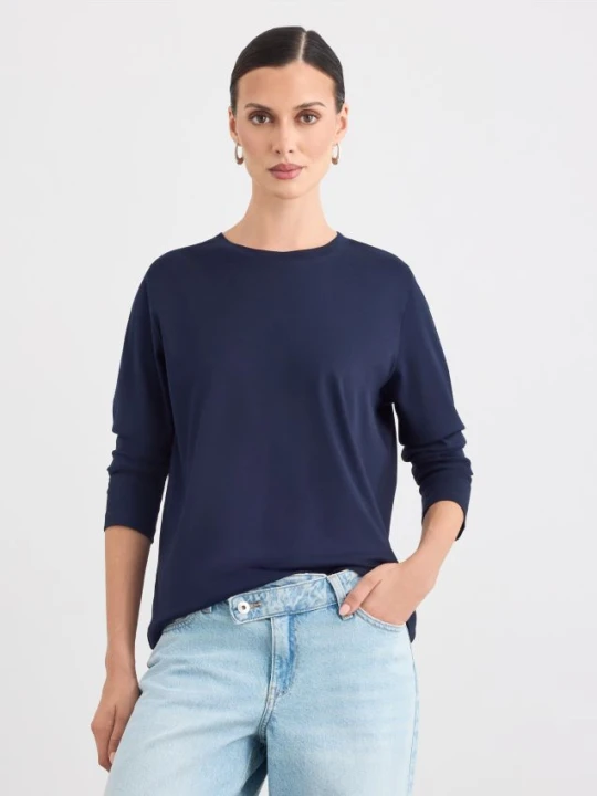 Zdjęcie produktu Mohito - Bawełniany t-shirt z długim rękawem - granatowy