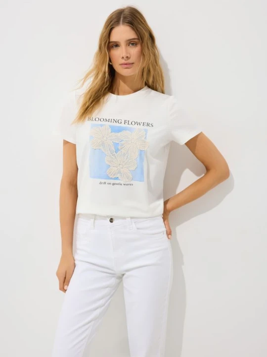 Zdjęcie produktu Mohito - Bawełniany t-shirt z nadrukiem - biały