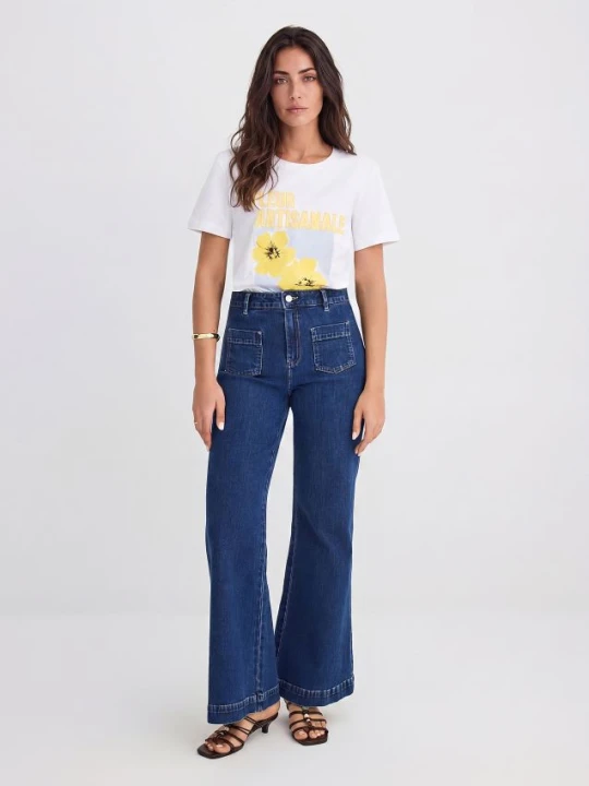 Zdjęcie produktu Mohito - Bawełniany t-shirt z nadrukiem - kremowy