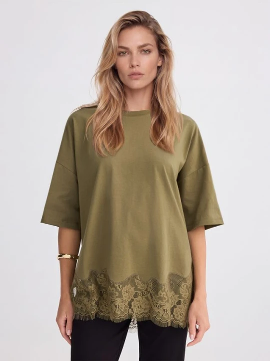 Zdjęcie produktu Mohito - Bluzka z koronką - khaki