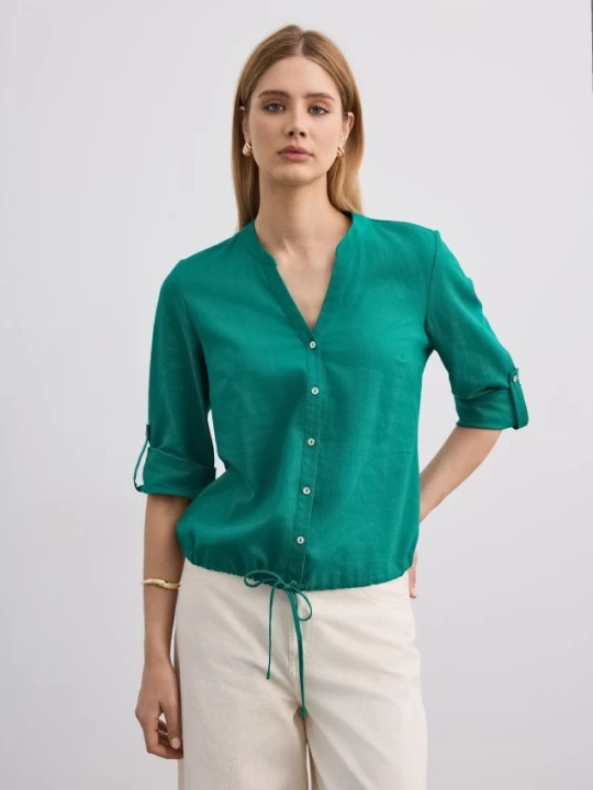 Zdjęcie produktu Mohito - Bluzka z lnu i wiskozy - zielony