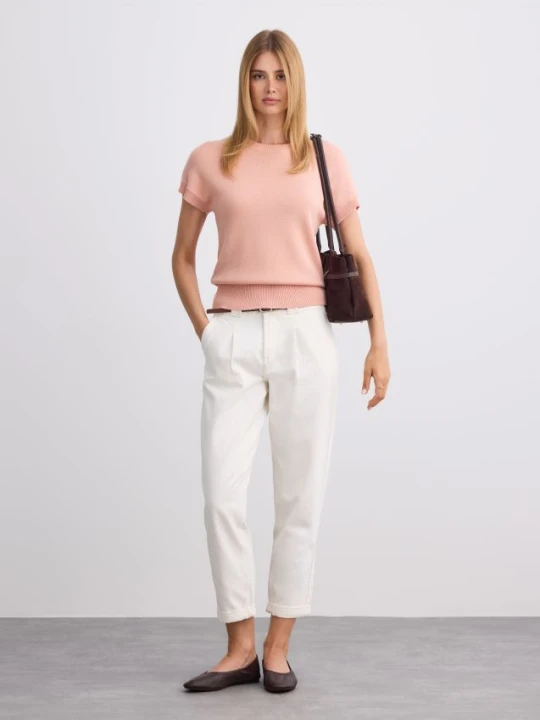 Zdjęcie produktu Mohito - Jeansy chino slim z paskiem - kremowy