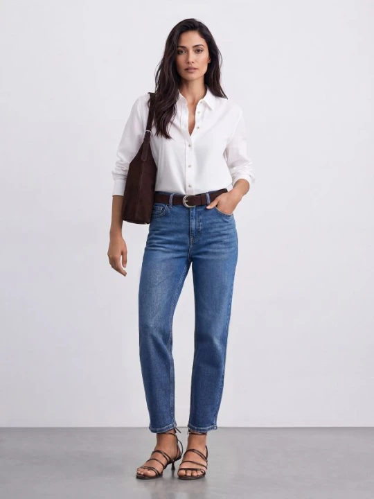 Zdjęcie produktu Mohito - Jeansy mom slim petite - granatowy