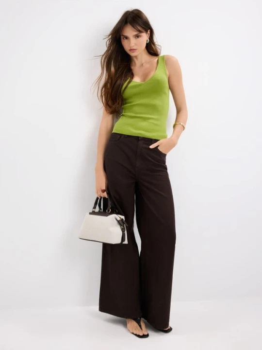 Zdjęcie produktu Mohito - Jeansy wide leg - ciemnobrązowy