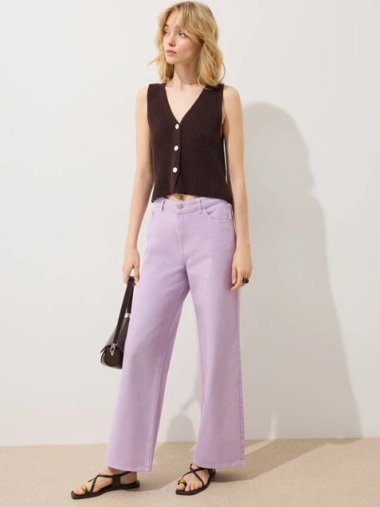 Zdjęcie produktu Mohito - Jeansy wide leg - fioletowy
