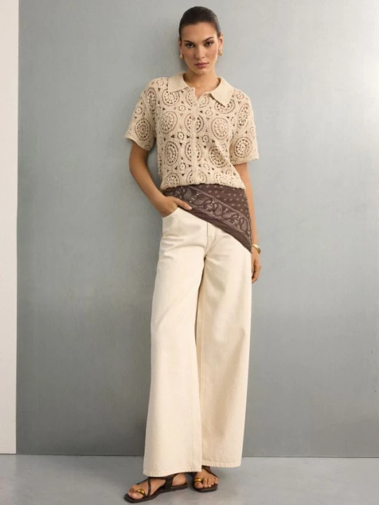 Zdjęcie produktu Mohito - Jeansy wide leg - kremowy