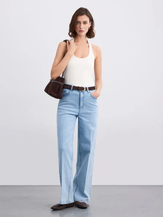 Zdjęcie produktu Mohito - Jeansy wide leg - niebieski