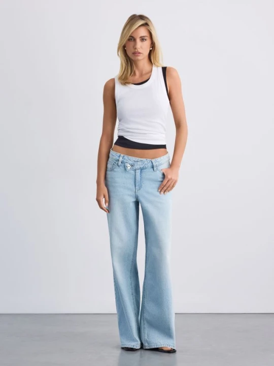 Zdjęcie produktu Mohito - Jeansy wide leg - niebieski