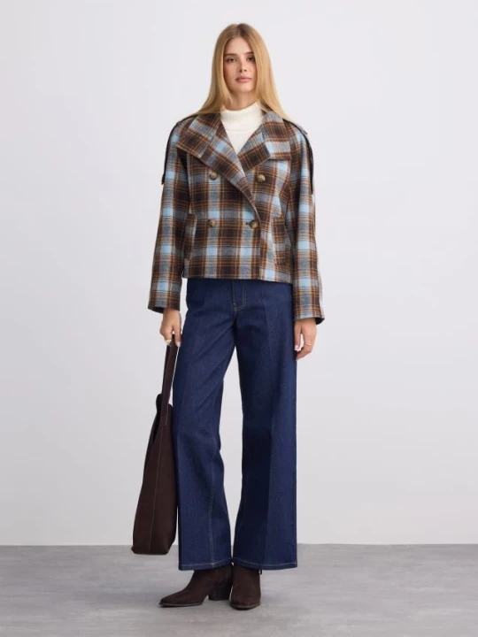 Zdjęcie produktu Mohito - Jeansy wide leg z paskiem petite - granatowy