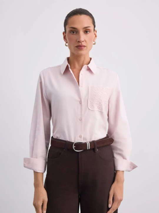 Zdjęcie produktu Mohito - Koszula z koronkową kieszenią - pastelowy różowy