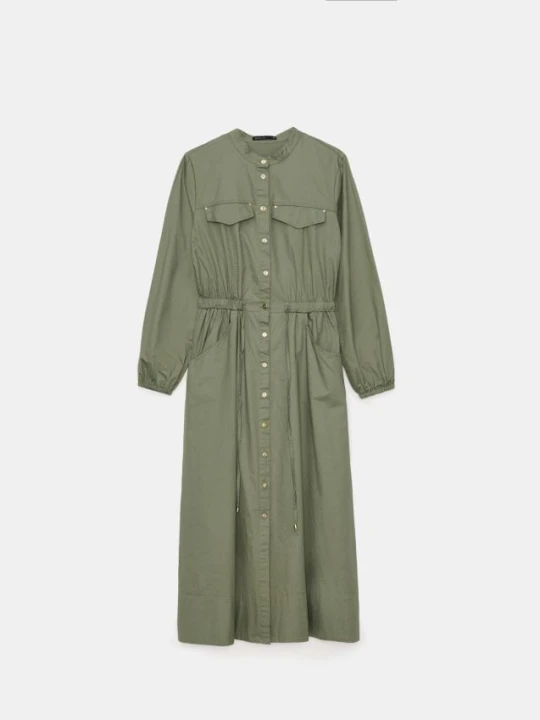 Zdjęcie produktu Mohito - Koszulowa zielona sukienka midi z bawełny - khaki