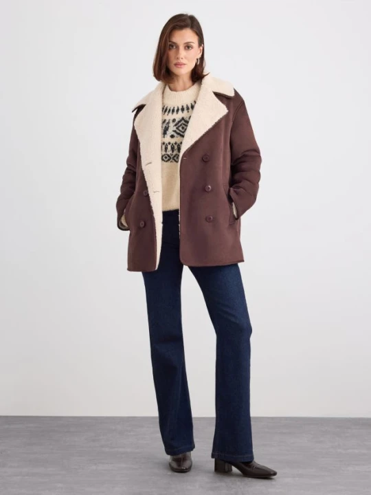 Zdjęcie produktu Mohito - Kożuch z futerkiem - ciemnobrązowy