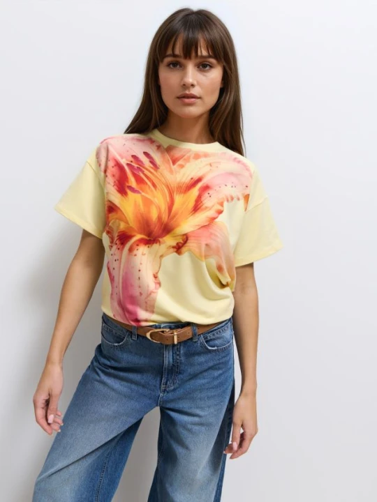 Zdjęcie produktu Mohito - Masełkowy t-shirt z nadrukiem - żółty