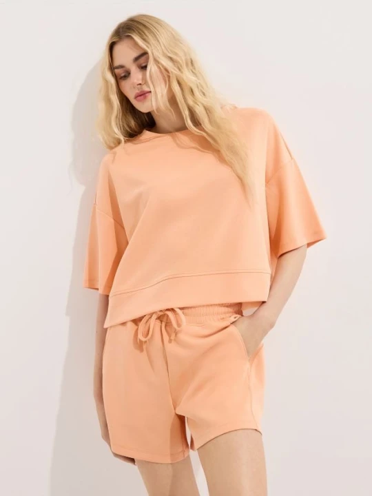 Zdjęcie produktu Mohito - T-shirt boxy z modalem - brzoskwiniowy