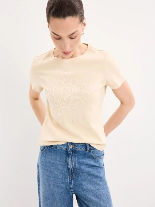 Zdjęcie produktu Mohito - T-shirt z aplikacją - kremowy