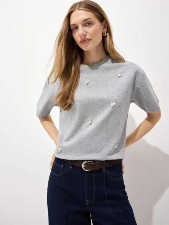 Zdjęcie produktu Mohito - T-shirt z aplikacją - szary