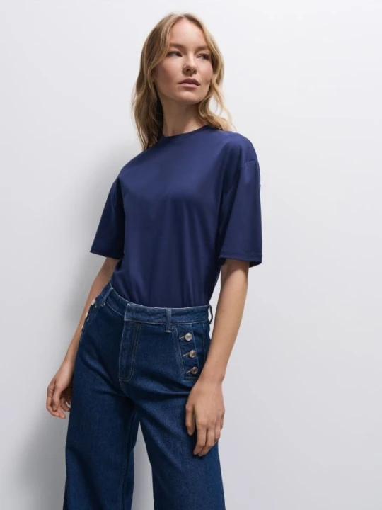 Zdjęcie produktu Mohito - T-shirt z bawełny merceryzowanej - granatowy