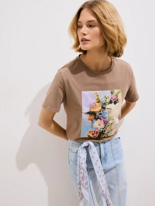 Zdjęcie produktu Mohito - T-shirt z nadrukiem - brązowy