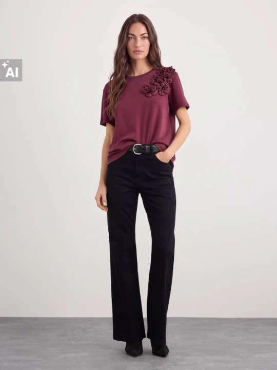 Zdjęcie produktu Mohito - T-shirt z ozdobną aplikację kwiatową - czerwony