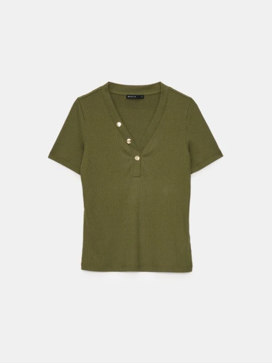 Zdjęcie produktu Mohito - Zielony t-shirt z dekoltem V - zielony
