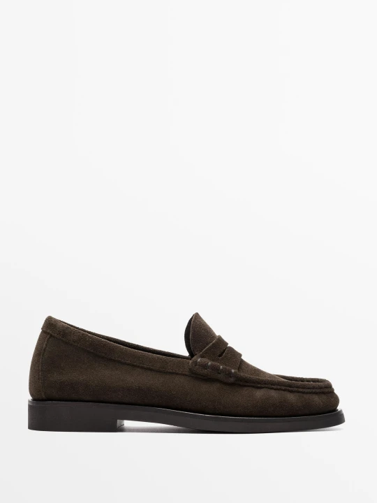Zdjęcie produktu Mokasyn Skóra Z Nakładką - Brązowy - Massimo Dutti - Male