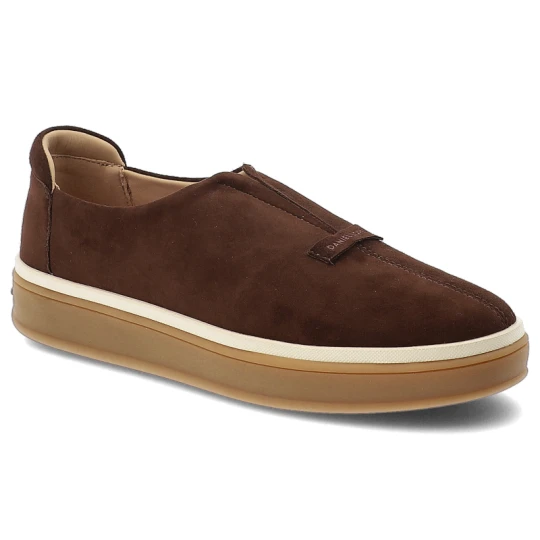 Zdjęcie produktu Mokasyny damskie Daniel Lopez, zamszowa cholewka wsuwany fason minimalistyczny design gruba elastyczna podeszwa okrągły nosek, brązowe, TT2D4083