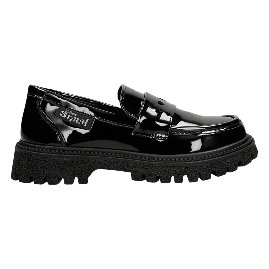 Zdjęcie produktu Czarne lakierki dziecięce mokasyny z wkladka stitch Bartek 87074-11