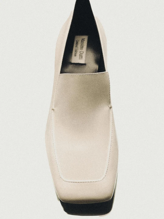 Zdjęcie produktu Mokasyny Na Obcasie, Skóra - Limited Edition - Biały - Massimo Dutti - Female