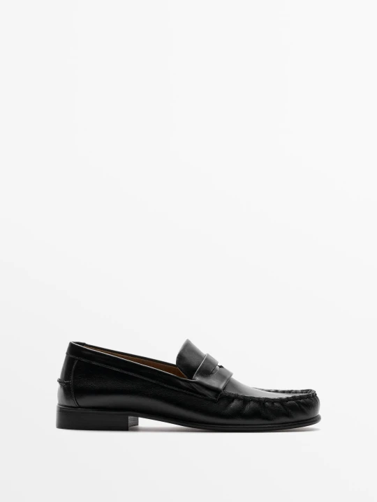 Zdjęcie produktu Mokasyny Skórzane Antifaz - Czarny - Massimo Dutti - Female