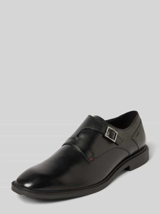 Zdjęcie produktu Mokasyny skórzane z paskiem monk strap i sprzączką model ‘GRYFF’ Hugo Czarny