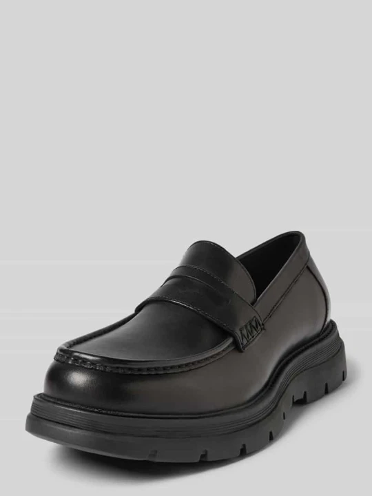 Zdjęcie produktu Mokasyny skórzane z paskiem na cholewce model ‘RAIDEN’ Steve Madden Czarny