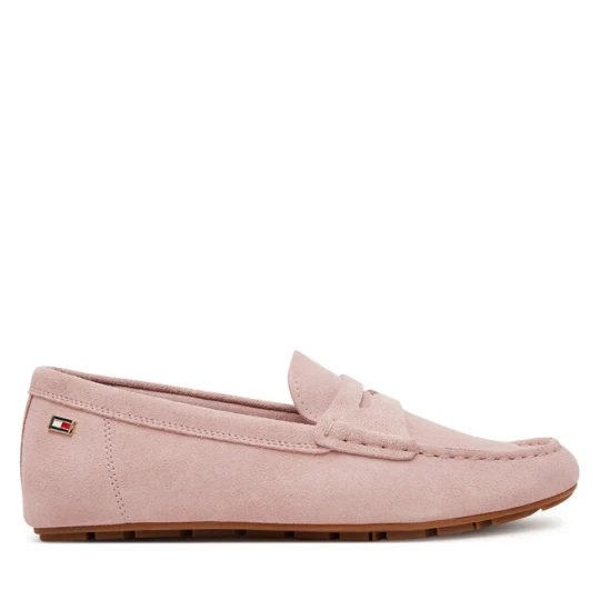 Zdjęcie produktu Mokasyny Tommy Hilfiger Flag Soft Suede Driver Loafer FW0FW08558 Różowy