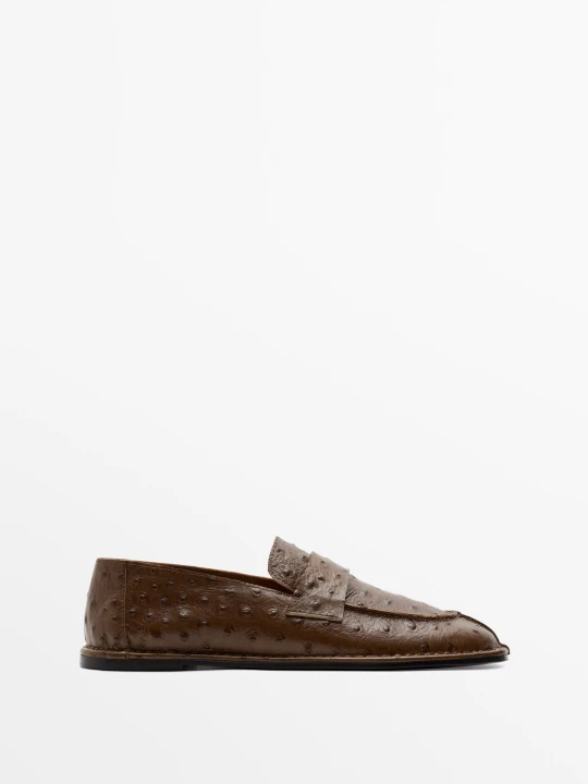 Zdjęcie produktu Mokasyny Z Tłoczonej Skóry - Skórzany - Massimo Dutti - Female