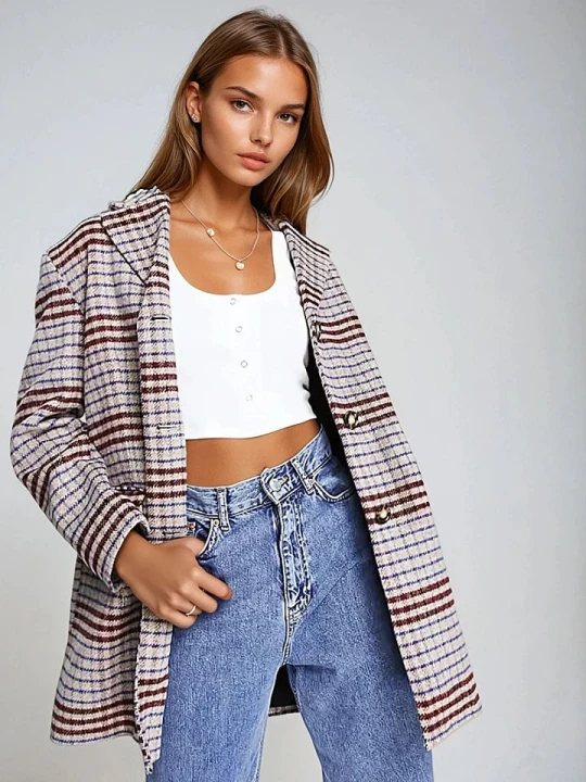 Zdjęcie produktu Monki Blezer w kolorze ciemnobrązowo-kremowym rozmiar: XS