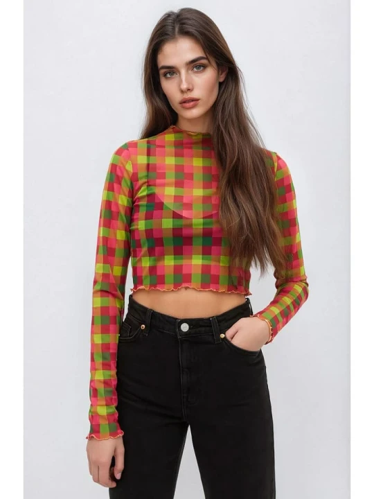 Zdjęcie produktu Monki Bluzka w kolorze zielono-różowym rozmiar: L