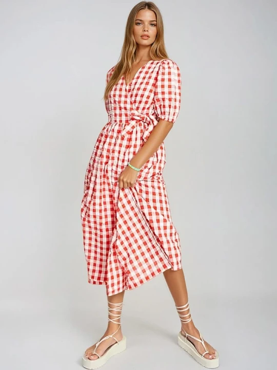 Zdjęcie produktu Monki Sukienka w kolorze czerwono-białym rozmiar: 34