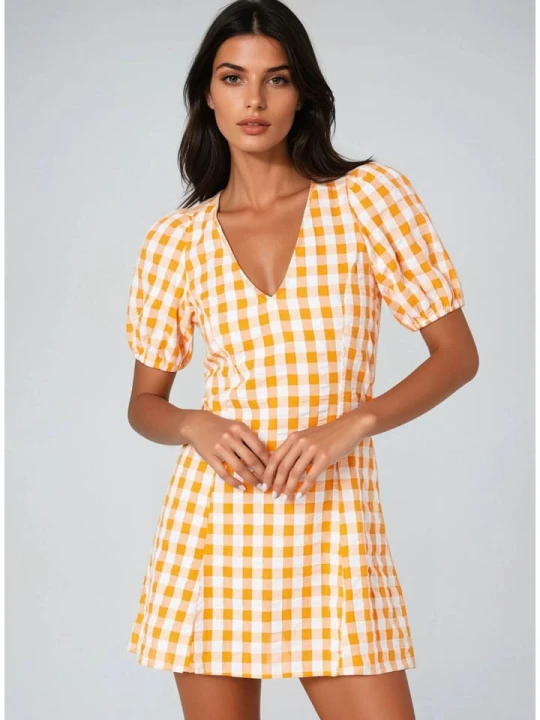 Zdjęcie produktu Monki Sukienka w kolorze pomarańczowo-białym rozmiar: 34