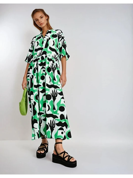 Zdjęcie produktu Monki Sukienka w kolorze zielono-biało-czarnym rozmiar: M