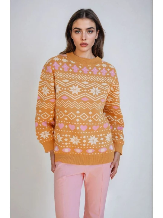 Zdjęcie produktu Monki Sweter w kolorze pomarańczowo-białym rozmiar: XS
