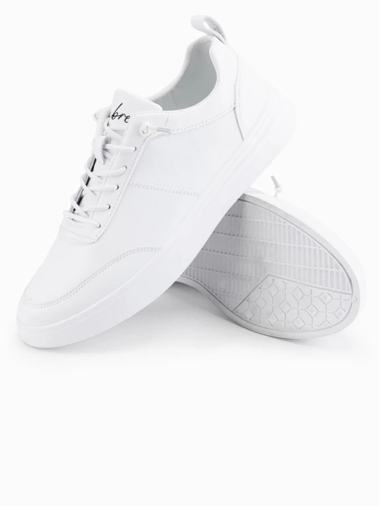 Zdjęcie produktu Monochromatyczne męskie buty w stylu sportowym z przeszyciami – białe V1 - Rozmiar: 41 Ombre Clothing
