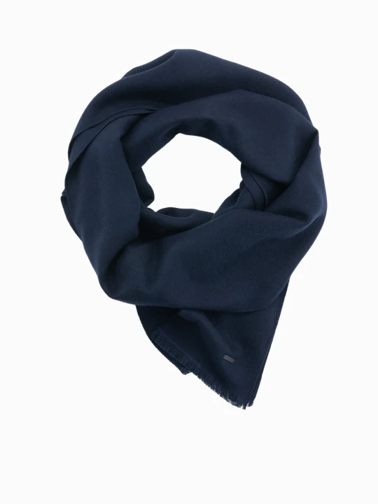 Zdjęcie produktu Monochromatyczny szalik męski z frędzlami – granatowy V2 Ombre Clothing